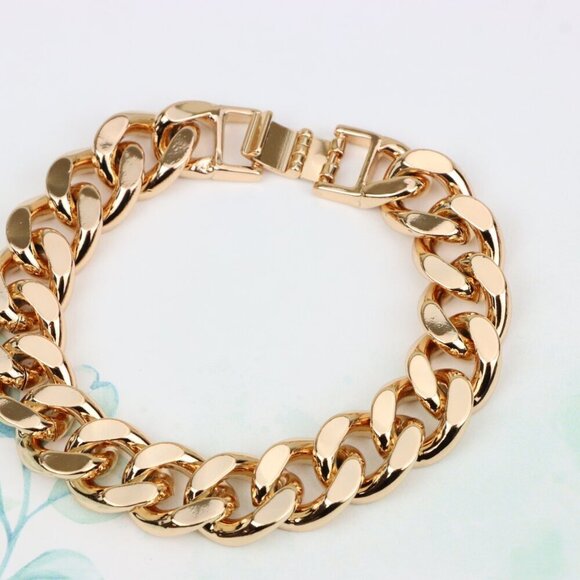 "Polished Rose Gold Chain Bracelet, Gold Plated, XPBL0888 - Picture 12 of 12
